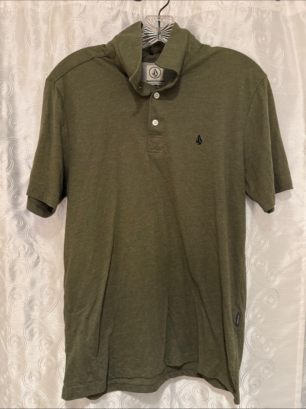 Volcom Men's Olive Polo with Logo Size Small 🔥 G13